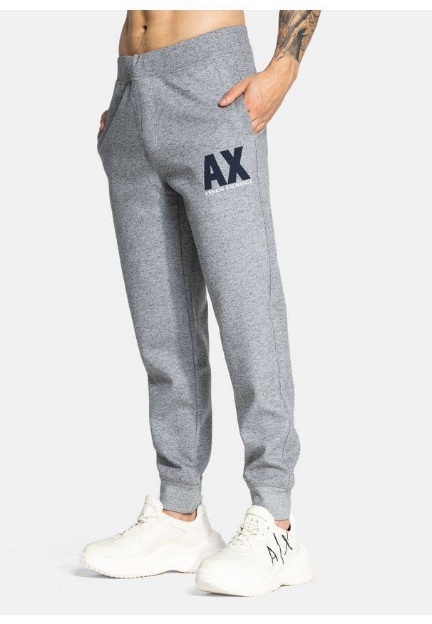 Spodnie dresowe męskie Armani Exchange (6KZPFG ZJ5UZ 29AD). Kolor: szary. Materiał: dresówka. Sport: turystyka piesza