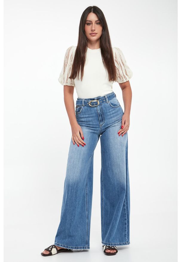 Twinset Milano - Sweter damski z rękawami z koronki TWINSET. Materiał: koronka. Wzór: koronka