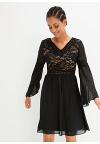 bonprix - Sukienka z koronką. Kolor: czarny. Materiał: koronka. Wzór: koronka #1