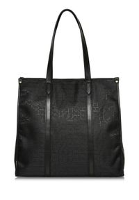 Ochnik - Czarna torebka shopperka damska. Kolor: czarny. Wzór: aplikacja. Materiał: skórzane, zdobione #4