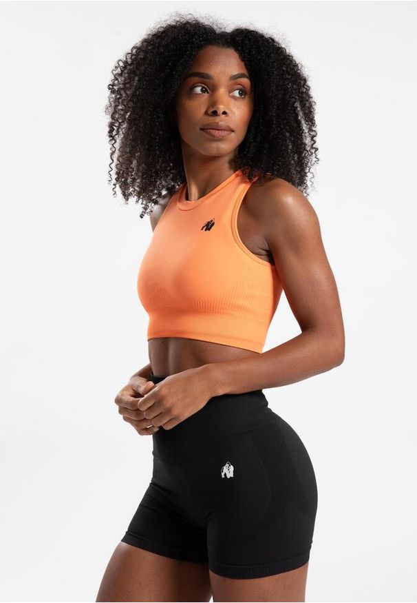 GORILLA WEAR - Olivia Bezszwowe Crop Top - Peach. Kolor: różowy, pomarańczowy, wielokolorowy. Sport: fitness