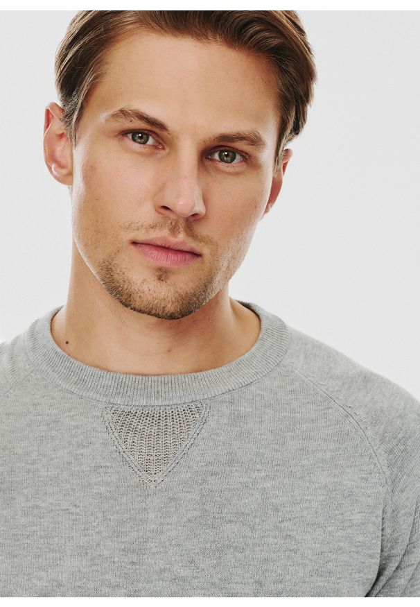 Pako Lorente - PAKO LORENTE – Jasnoszary sweter męski. Kolor: szary. Materiał: poliester, bawełna. Sezon: zima, jesień