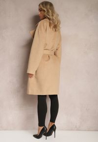 Renee - Beżowy Klasyczny Płaszcz Wiązany Paskiem w Talii Aniele. Kolor: beżowy. Styl: klasyczny #3