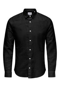 Only & Sons Koszula 22012321 Czarny Slim Fit. Kolor: czarny. Materiał: bawełna, len