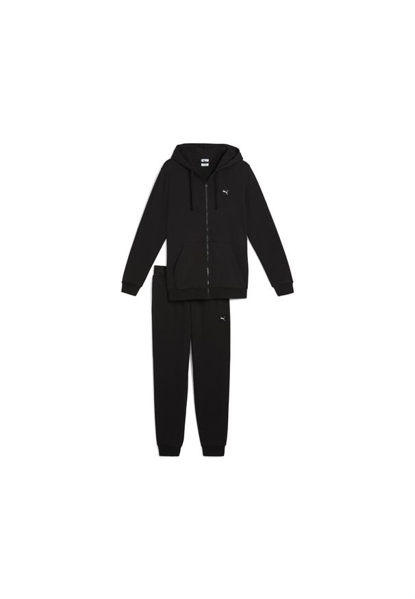 Puma - Męskie dres z kapturem PUMA Black. Kolor: czarny, brązowy, zielony, wielokolorowy. Materiał: dresówka. Wzór: haft, aplikacja