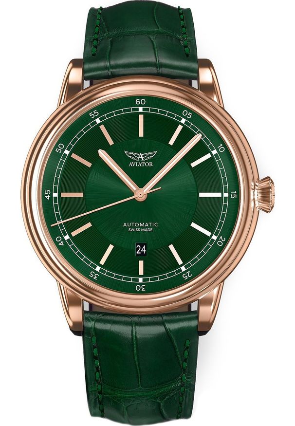 AVIATOR - Zegarek Aviator Zegarek męski Aviator V.3.32.2.237.4 zielony. Kolor: zielony