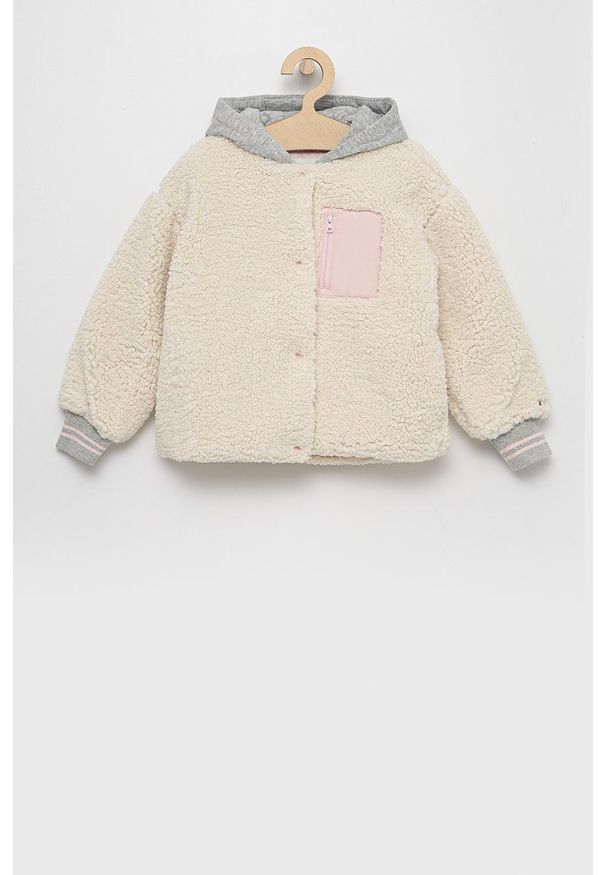 TOMMY HILFIGER - Tommy Hilfiger Kurtka dziecięca kolor kremowy. Kolor: beżowy. Materiał: włókno, materiał