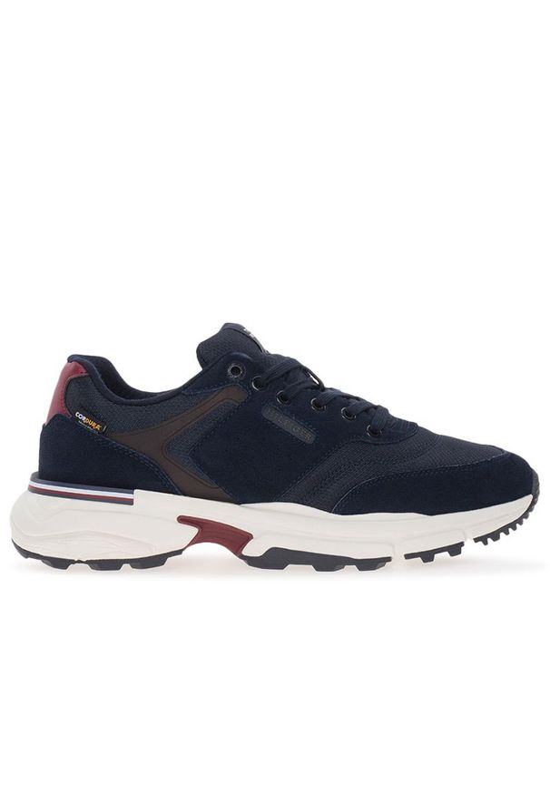 TOMMY HILFIGER - Buty męskie Tommy Hilfiger Runner Cordura Mix FM0FM05221-DW5 - granatowe. Okazja: na co dzień. Zapięcie: sznurówki. Kolor: niebieski. Materiał: guma, zamsz, materiał. Szerokość cholewki: normalna. Wzór: aplikacja