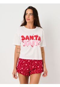 Sinsay - Świąteczna piżama z napisem "Santa Baby" - kremowy. Kolor: kremowy. Wzór: napisy #1