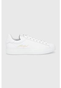 Emporio Armani Buty skórzane kolor biały. Zapięcie: sznurówki. Kolor: biały. Materiał: skóra