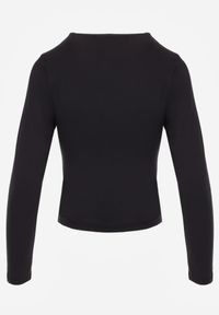 Born2be - Czarna Gładka Bluzka z Długim Rękawem z Bawełną Moaneta. Okazja: na co dzień. Kolor: czarny. Materiał: bawełna. Długość rękawa: długi rękaw. Długość: długie. Wzór: gładki. Styl: casual, elegancki, klasyczny #5