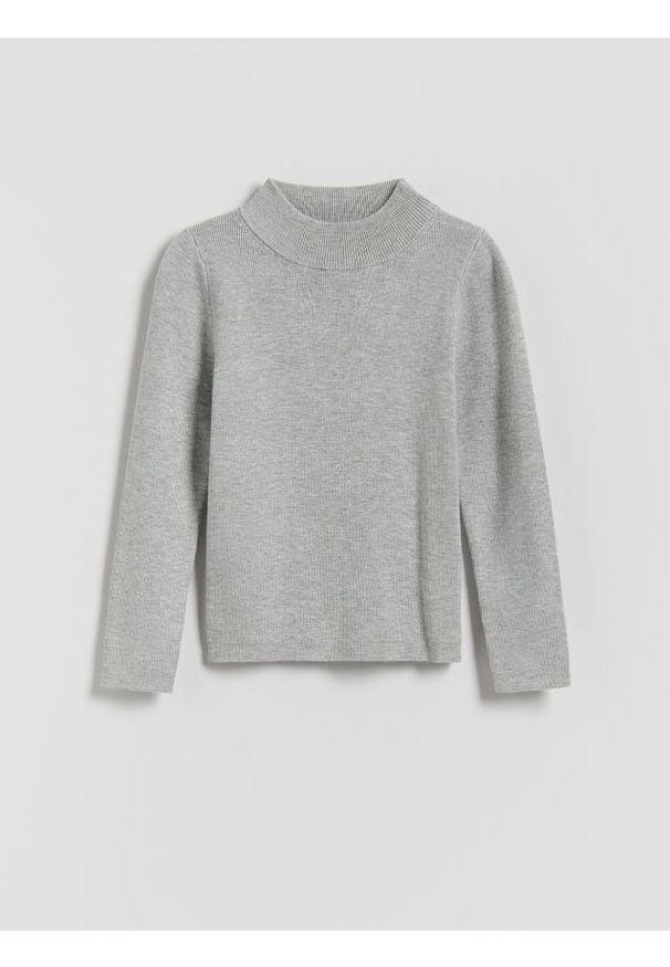 Reserved - Gładki sweter z wiskozy - jasnoszary. Kolor: szary. Materiał: wiskoza. Wzór: gładki
