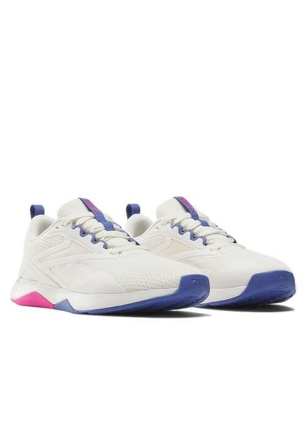Buty do chodzenia damskie Reebok Nanoflex Tr 2. Zapięcie: sznurówki. Kolor: biały, wielokolorowy. Materiał: syntetyk, tkanina, materiał. Szerokość cholewki: normalna. Sport: turystyka piesza
