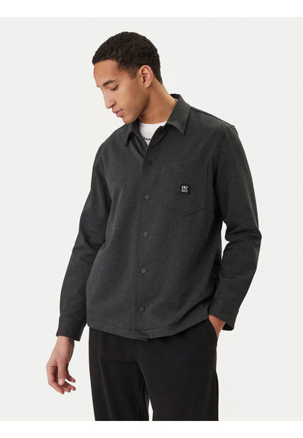 Hugo - HUGO Koszula Enaso 50556440 Szary Oversize. Kolor: szary. Materiał: bawełna