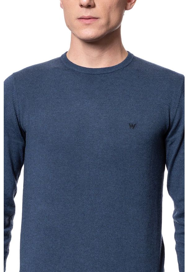 Wrangler - WRANGLER CREWNECK MĘSKI SWETER KLASYCZNY KNIT NAVY W8A02P114. Styl: klasyczny