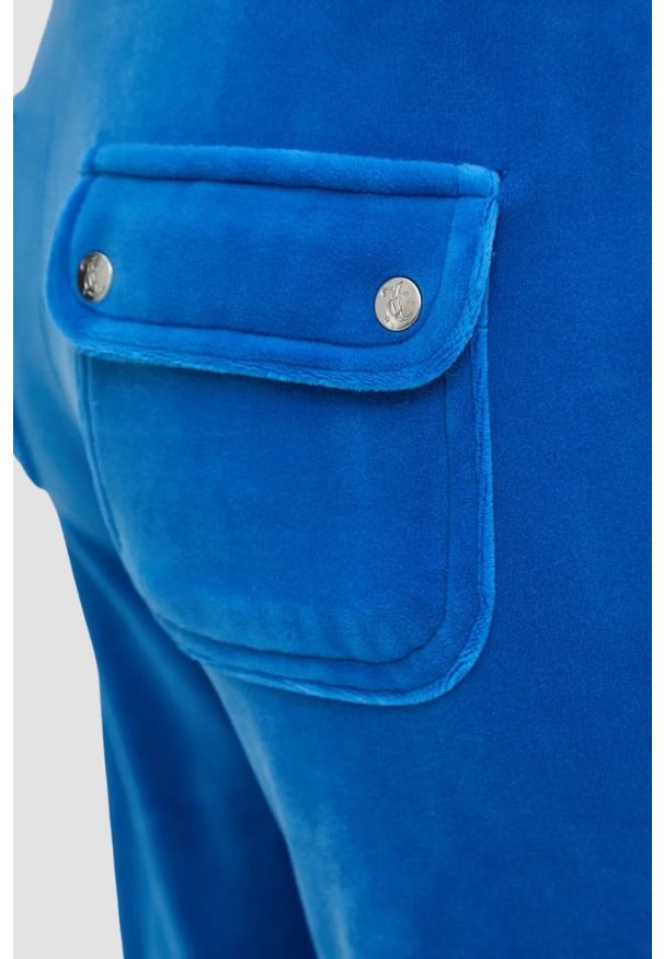Juicy Couture - JUICY COUTURE Chabrowe spodnie dresowe damskie Layla Low Rise, Rozmiar XS. Stan: obniżony. Kolor: niebieski. Materiał: dresówka
