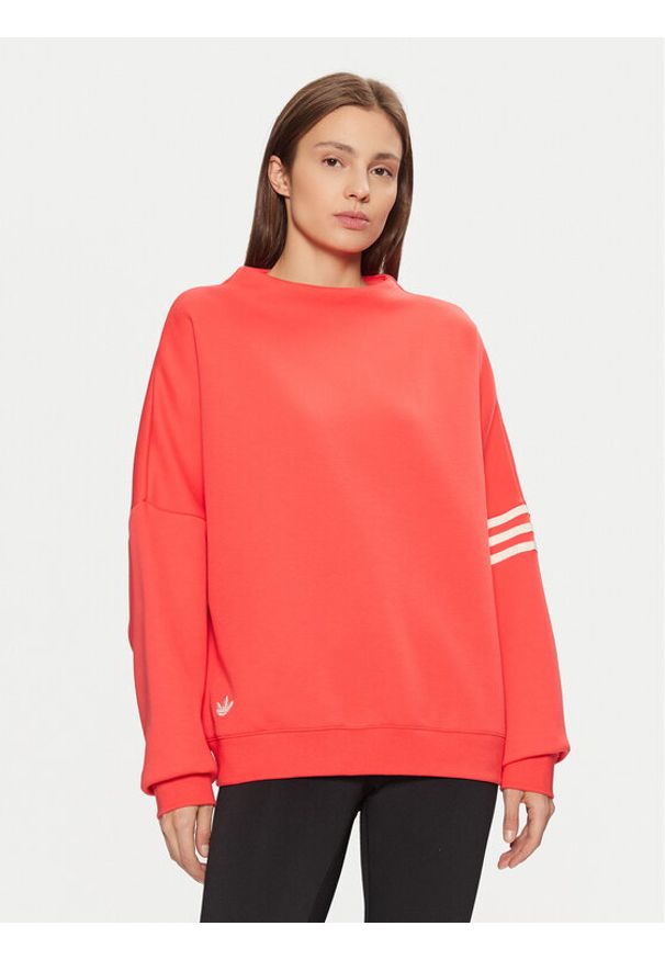 Adidas - adidas Bluza Neuclassics JI8521 Czerwony Oversize. Kolor: czerwony. Materiał: syntetyk, bawełna