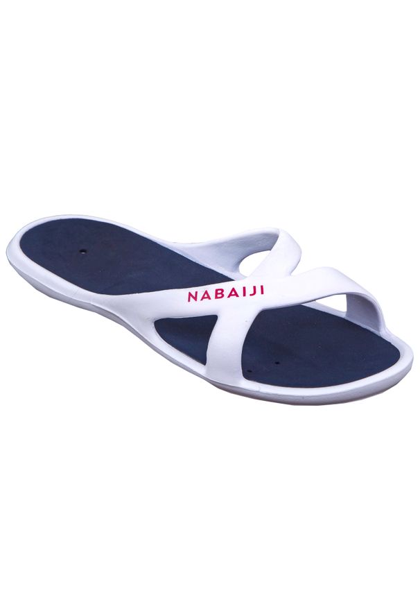 NABAIJI - Klapki basenowe damskie Nabaiji 500. Kolor: biały. Materiał: kauczuk. Wzór: gładki