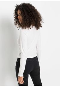 Krótki sweter rozpinany bonprix biały. Kolor: biały. Długość: krótkie #5