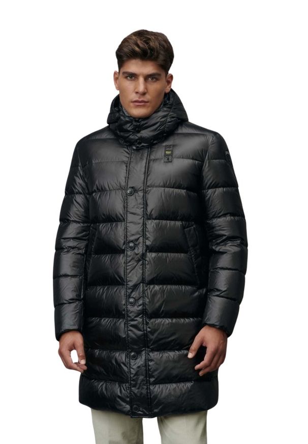 Blauer USA - BLAUER Czarna długa kurtka męska Carver Raincoat Long Jackets, Rozmiar M. Kolor: czarny. Materiał: puch, poliamid. Długość: długie