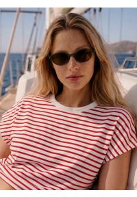 Big-Star - Koszulka damska w paski biało-czerwona Aleksa 603. Kolor: czerwony. Materiał: bawełna, żakard, dzianina. Wzór: paski #5