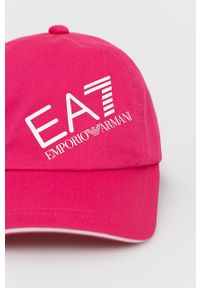 EA7 Emporio Armani czapka bawełniana 284952.2R101 kolor fioletowy z aplikacją. Kolor: fioletowy. Materiał: bawełna. Wzór: aplikacja #4