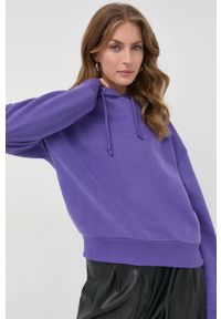 Patrizia Pepe bluza bawełniana damska kolor fioletowy z kapturem z aplikacją. Typ kołnierza: kaptur. Kolor: fioletowy. Materiał: bawełna. Długość rękawa: długi rękaw. Długość: długie. Wzór: aplikacja #1