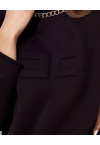 Elisabetta Franchi - ELISABETTA FRANCHI - Czarna sukienka mini z łańcuchem. Okazja: na co dzień. Kolor: czarny. Długość rękawa: długi rękaw. Wzór: aplikacja. Typ sukienki: proste, oversize. Styl: casual. Długość: mini #2
