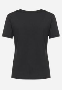 Born2be - Czarny Gładki T-shirt z Krótkim Rękawem Elldora. Okazja: na co dzień. Kolor: czarny. Materiał: jeans. Długość rękawa: krótki rękaw. Długość: krótkie. Wzór: gładki. Styl: klasyczny, casual, elegancki #5