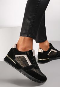 Renee - Czarne Sneakersy Rekke. Kolor: czarny. Materiał: jeans, materiał, skóra, lakier. Szerokość cholewki: normalna #5