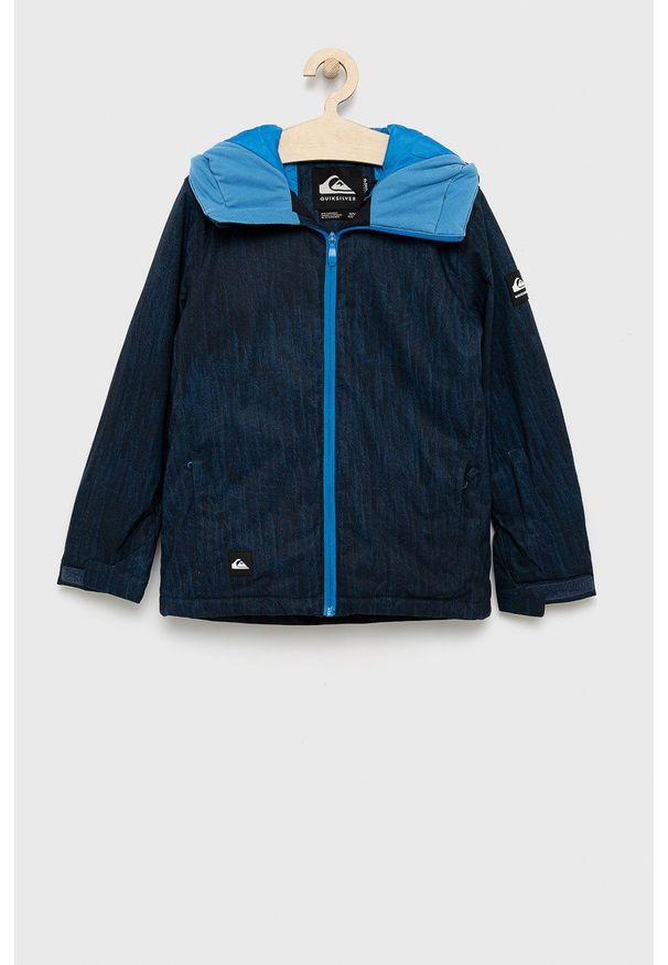 Quiksilver Kurtka dziecięca kolor granatowy. Okazja: na co dzień. Typ kołnierza: kaptur. Kolor: niebieski. Długość: długie. Styl: casual