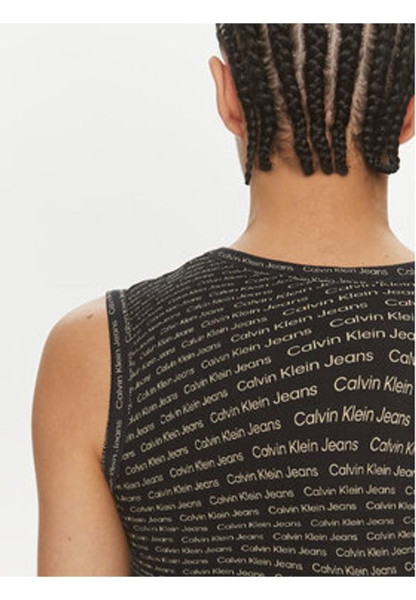 Calvin Klein Jeans Top J20J223163 Czarny Slim Fit. Kolor: czarny. Materiał: bawełna