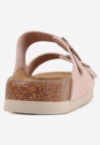 Renee - Różowe Zamszowe Klapki Klasyczne z Regulowanymi Paskami ze Sprzączkami Shirinixis. Okazja: na co dzień. Kolor: różowy. Materiał: zamsz. Wzór: paski. Sezon: lato. Styl: klasyczny #7