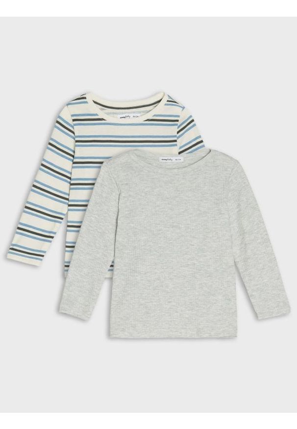 Sinsay - Bawełniana koszulka 2 pack - kremowy. Kolor: kremowy. Materiał: bawełna