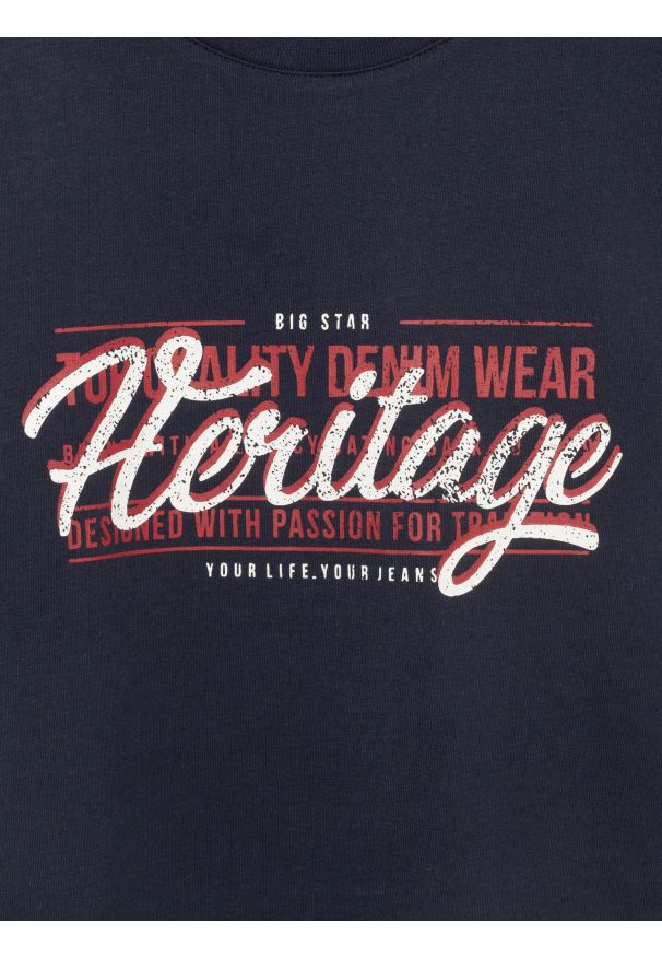 Big-Star - Koszulka męska z nadrukiem granatowa Keren 403. Kolor: niebieski. Materiał: bawełna. Wzór: nadruk