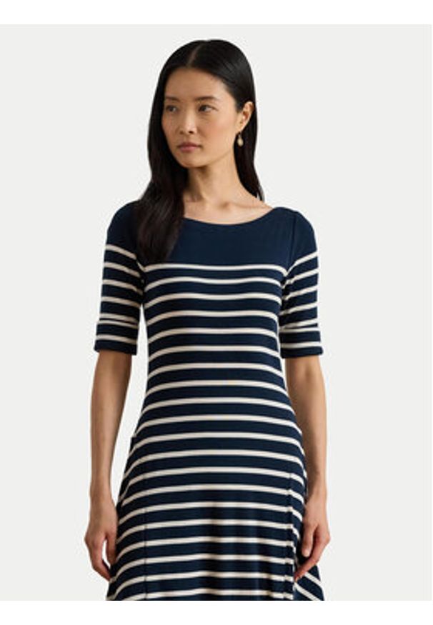 Lauren Ralph Lauren - LAUREN RALPH LAUREN Sukienka codzienna 200P03739001 Granatowy Regular Fit. Okazja: na co dzień. Kolor: niebieski. Materiał: bawełna. Typ sukienki: proste. Styl: casual