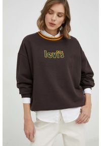 Levi's® - Levi's bluza bawełniana damska kolor brązowy z aplikacją. Okazja: na spotkanie biznesowe. Kolor: brązowy. Materiał: bawełna. Wzór: aplikacja. Styl: biznesowy #1