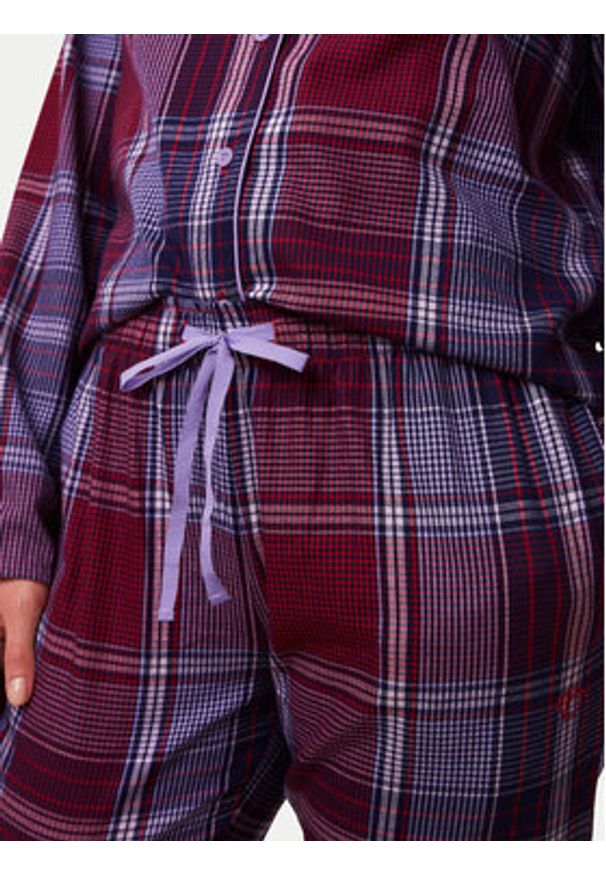 Triumph Piżama Boyfriend PW X Checks 10216554 Bordowy Regular Fit. Kolor: czerwony. Materiał: bawełna
