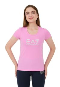 EA7 Emporio Armani - EA7 Różowy t-shirt. Kolor: różowy