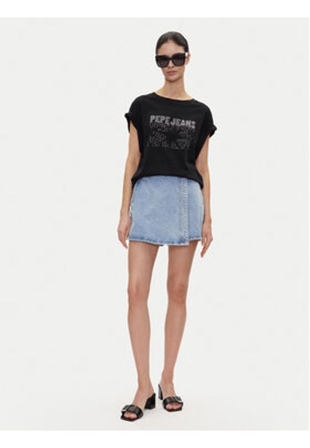 Pepe Jeans T-Shirt Lira PL505996 Czarny Regular Fit. Kolor: czarny. Materiał: bawełna