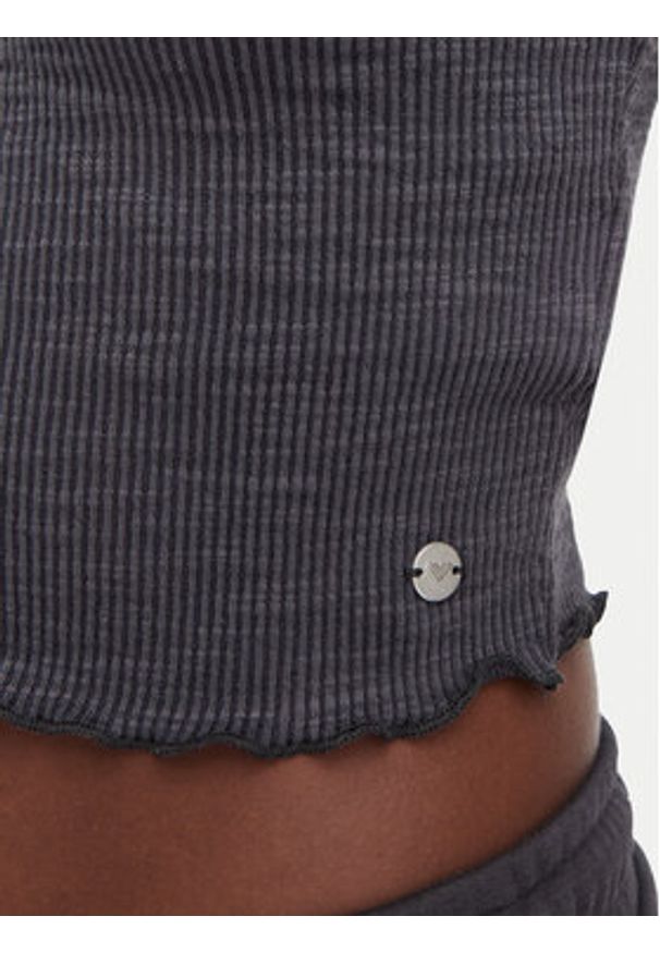 Roxy Top As I Am ERJKT04278 Szary ciemny Slim Fit. Kolor: szary. Materiał: bawełna