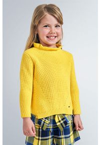 Mayoral - Sweter dziecięcy 92-134 cm. Typ kołnierza: golf. Kolor: żółty. Materiał: bawełna, dzianina, akryl. Wzór: gładki #1