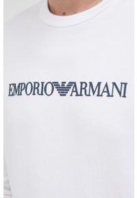 Emporio Armani bluza męska kolor biały. Okazja: na co dzień. Kolor: biały. Materiał: dzianina. Wzór: nadruk. Styl: casual #5