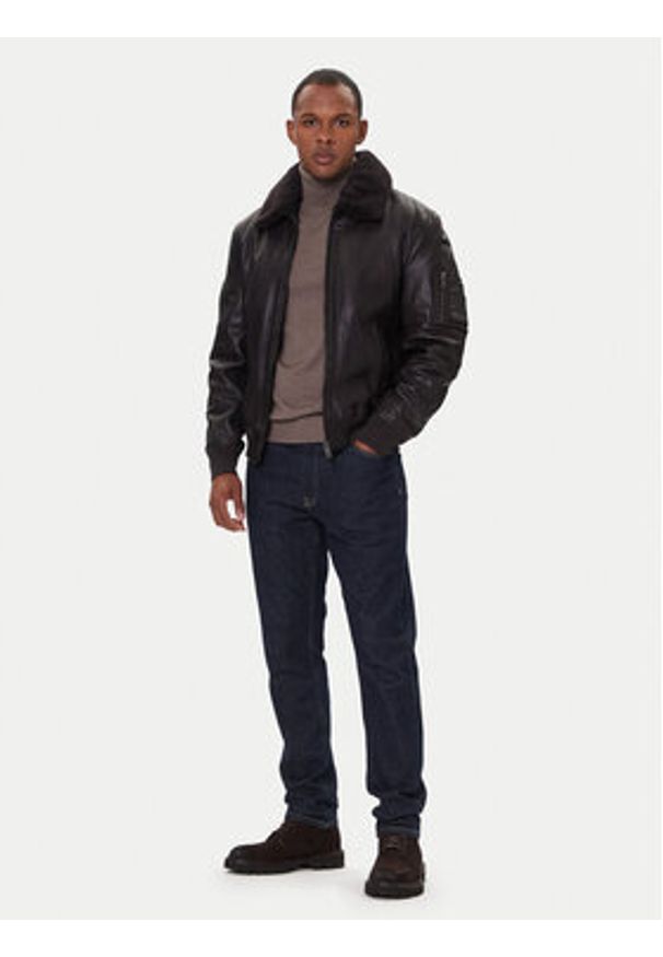 Milestone Kurtka skórzana Tom 531041 21070 Brązowy Regular Fit. Kolor: brązowy. Materiał: skóra