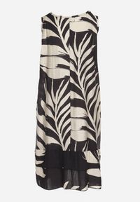 Born2be - Czarna Pudełkowa Sukienka z Wiskozą Lnem i Roślinnym Wzorem Rineluna. Okazja: na co dzień. Kolor: czarny. Materiał: wiskoza, len. Styl: casual, elegancki #7