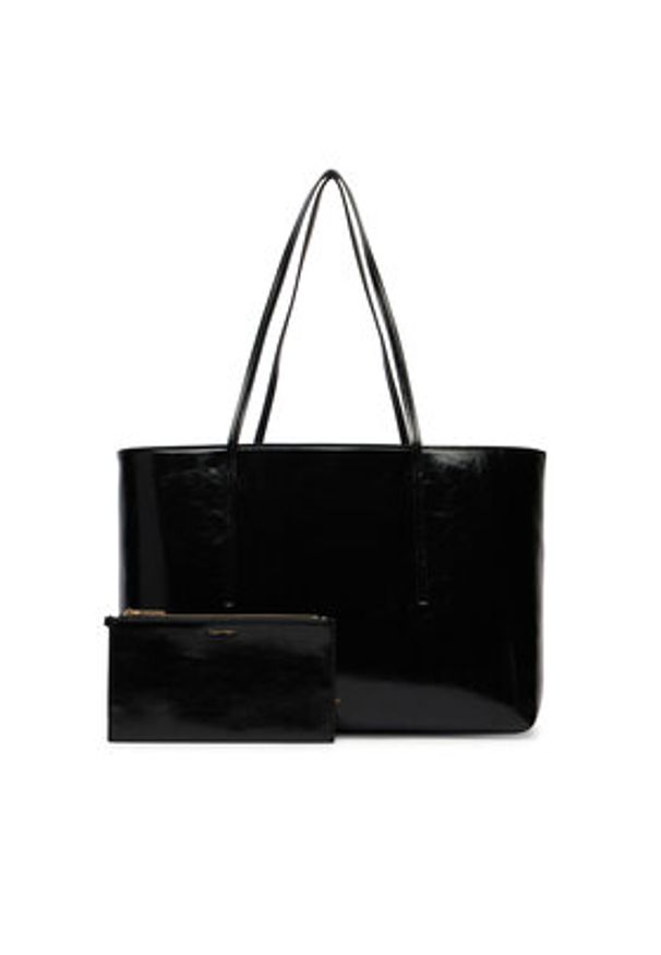 Calvin Klein Torebka Foil Logo Glossy LV04F3537G Czarny. Kolor: czarny. Materiał: skórzane