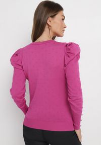 Born2be - Fuksjowy Sweter z Bufiastymi Rękawami Narephine. Kolor: różowy. Sezon: jesień, zima #5