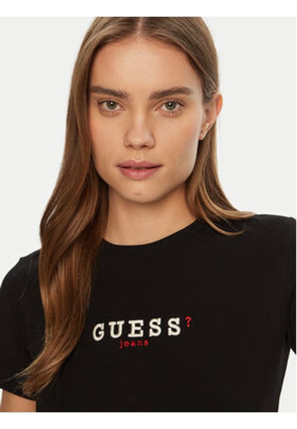 Guess Jeans T-Shirt W5RI54 J1314 Czarny Regular Fit. Kolor: czarny. Materiał: bawełna