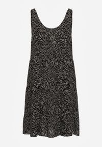 Renee - Czarna Sukienka z Bawełny o Rozkloszowanym Kroju z Falbanami Tessamay. Okazja: na co dzień. Kolor: czarny. Materiał: bawełna. Typ sukienki: rozkloszowane. Styl: casual #7