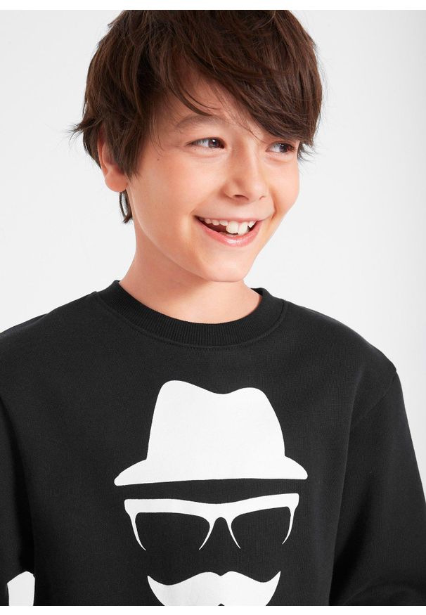 bonprix - Bluza z czystej bawełny organicznej. Kolor: czarny. Materiał: bawełna. Wzór: nadruk